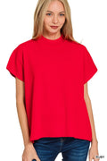 RUBY Mock Neck Short Sleeve Boxy Sweater