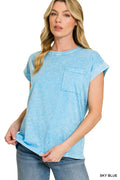 Sky Blue - Cuffed Short Sleeve Tee