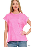 Pink - Cuffed Short Sleeve Tee
