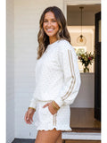 Polka Dot Striped Side Ruffled Trim Lounge Set